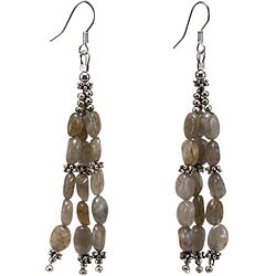Silver Labradorite 3-strand Dangle Earrings (Thailand)