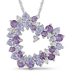 10k Gold Amethyst and Tanzanite Necklace