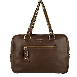 Prada Cervo Brown Bowler Bag