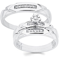10k White Gold 1/6ct TDW His and Her Wedding Ring Set (H-I, I1)