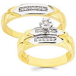 10k Gold 1/6ct TDW His and Her Wedding Ring Set (H-I, I1)