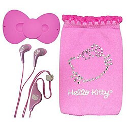 Hello Kitty KT2085 Jeweled Earbud Headphones with Pouch