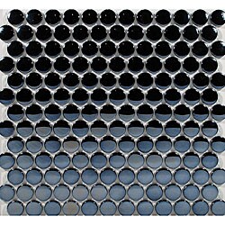 SomerTile Obsidian Penny Mirrored Glass Mosaic Tiles (Case of 10)