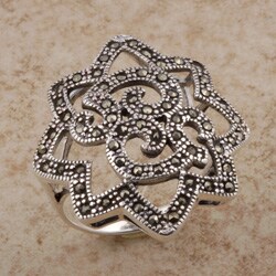 Sterling Silver Marcasite Star Flower Ring (Thailand)