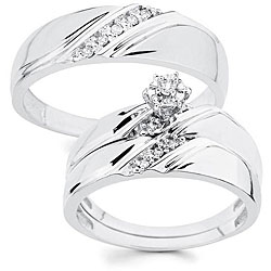 10k Gold His and Her 1/10ct TDW Diamond Wedding Ring Set (H-I, I1)