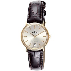 Edox Swiss Women's Les Genevez Ultra Slim Goldtone Case Watch