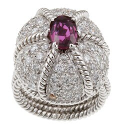 18k Gold Pink Tourmaline and 2ct TDW Diamond Estate Ring