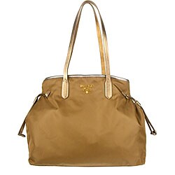Prada Tessuto Saffiano Desert/ Gold Tote