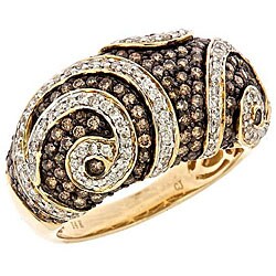 14k Gold 1 2/5ct TDW Champagne and White Diamond Ring (H-I, SI)