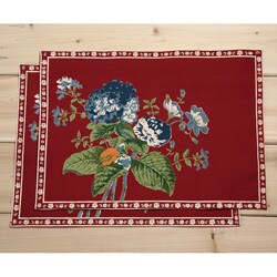 Set of 12 'Chelsea' Printed Scarlet Red Placemats (India)