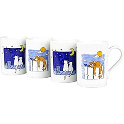 Cat Mugs - Konitz 'Cats at Night and Day' Assorted 10-ounce Mugs (Set of 4)