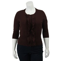 Larry Levine Women's Ruffle Front Cardigan.