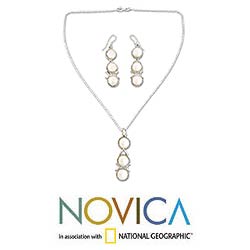 Sterling Silver 'Ravishing Trio' Pearl Jewelry Set (India)