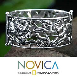 Sterling Silver 'Songbirds' Bangle Bracelet (Indonesia)