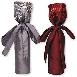 Sequin Faux Silk Wine Bottle Gift Bag (Set of 5)