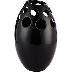 XEN Black 12-inch Large Oval Porcelain Vase