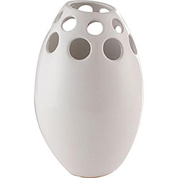 XEN White 12-inch Large Oval Porcelain Vase