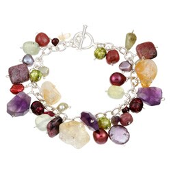 Sterling Silver Gemstone and Freshwater Pearl Bracelet (6-12 mm)