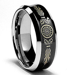 Black-plated Tungsten Carbide Laser-etched Hellenistic Band (8mm)