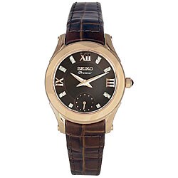 Seiko Women's Premier Black Dial Rose Goldtone Diamond Watch