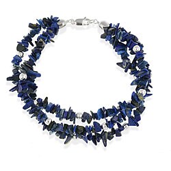 Stonique Creations Sterling Silver 3-strand Lapis Chip Bracelet