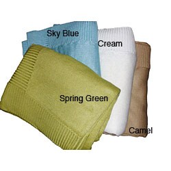 Italian-design Cashmere/ Bamboo Rib Knit Throw 