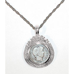 Silver Barber Dime Pendant