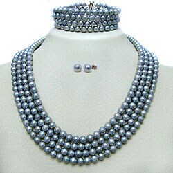 Freshwater Grey Pearl Jewelry Set (6-7mm)
