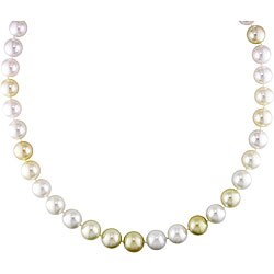 White and Gold South Sea Pearl and Diamond Necklace (10-13 mm)