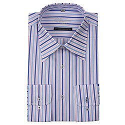 Luchiano Visconti Men's Stripe Spread Collar Dress Shirt