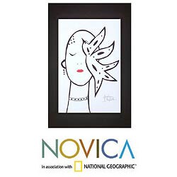 Cardstock Ink Painting 'Bird Woman' Original Art (Brazil)