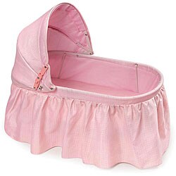 Badger Basket Pink Gingham Fabric Folding Doll Cradle