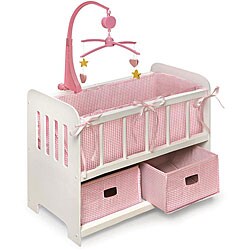 Badger Basket Co. Two-basket Storage Doll Crib with Mobile