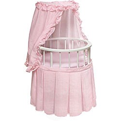 Badger Basket Co. Pink Gingham Bedding Round Doll Crib