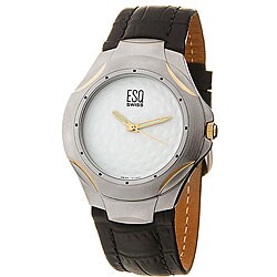 ESQ by Movado Men's Golf Steel and Goldplated Leather Watch