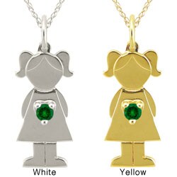 10k Gold Designer 'Little Girl' Created Emerald Necklace
