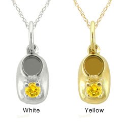 10k Gold Designer 'Baby Booty' November Birthstone Citrine Necklace