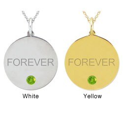 10k Gold Designer 'FOREVER' August Birthstone Peridot Necklace