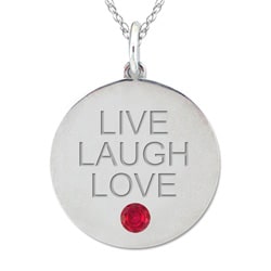 10k Gold Birthstone Engraved 'LIVE LAUGH LOVE' Necklace