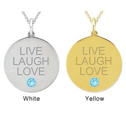 10k Gold Birthstone  'LIVE LAUGH LOVE' Necklace