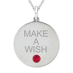 10k Gold Engraved 'MAKE A WISH' Genuine Garnet Pendant