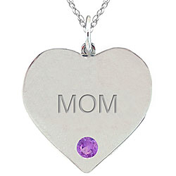 10k Gold 'MOM' February Birthstone Amethyst Necklace