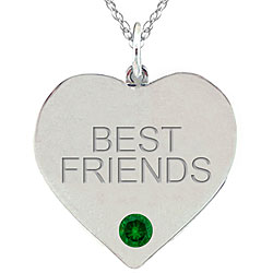10k Gold Engraved 'BEST FRIENDS' Created Emerald Pendant