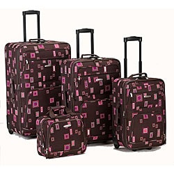 Rockland Deluxe Expandable Chocolate 4-piece Luggage Set at Overstock.com