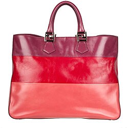 Fendi Twins Peach Lambskin Colorblock Tote