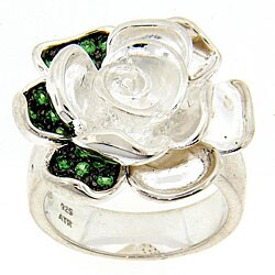 Meredith Leigh Sterling Silver Tsavorite Flower Ring