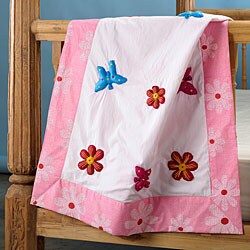 Cotton Butterfly and Flower Baby Quilt (India)