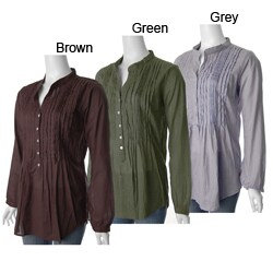 Cute Options Junior's Split Collar Pintucked Tunic