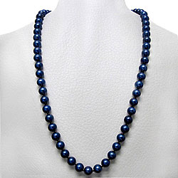 Blue-black Freshwater Pearl Necklace (8-9 mm)