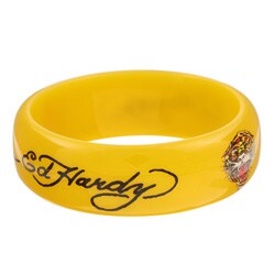 Ed Hardy Yellow Plastic 'Love Kills Slowly' Tattoo Bangle